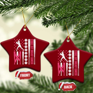 Baseball Breast Cancer Ceramic Ornament Pink Ribbon Strike Out Breast Cancer American Flag TS10 Print Your Wear