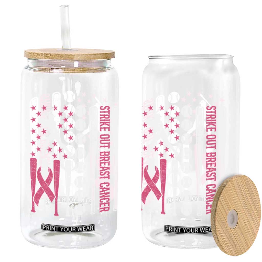 Baseball Breast Cancer Glass Can Pink Ribbon Strike Out Breast Cancer American Flag TS10 Print Your Wear