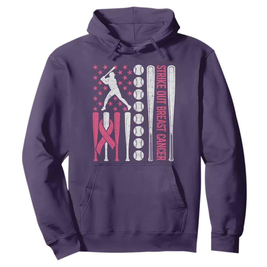 Baseball Breast Cancer Hoodie Pink Ribbon Strike Out Breast Cancer American Flag TS10 Purple Print Your Wear