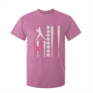 Baseball Breast Cancer T Shirt For Kid Pink Ribbon Strike Out Breast Cancer American Flag TS10 Azalea Print Your Wear