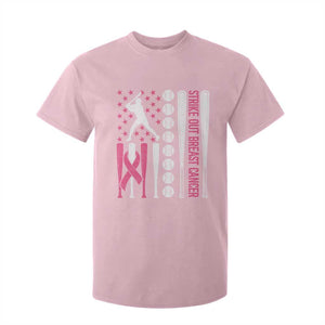 Baseball Breast Cancer T Shirt For Kid Pink Ribbon Strike Out Breast Cancer American Flag TS10 Light Pink Print Your Wear