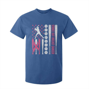 Baseball Breast Cancer T Shirt For Kid Pink Ribbon Strike Out Breast Cancer American Flag TS10 Royal Blue Print Your Wear