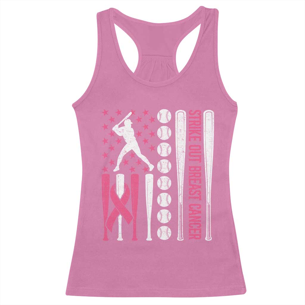 Baseball Breast Cancer Racerback Tank Top Pink Ribbon Strike Out Breast Cancer American Flag TS10 Azalea Print Your Wear
