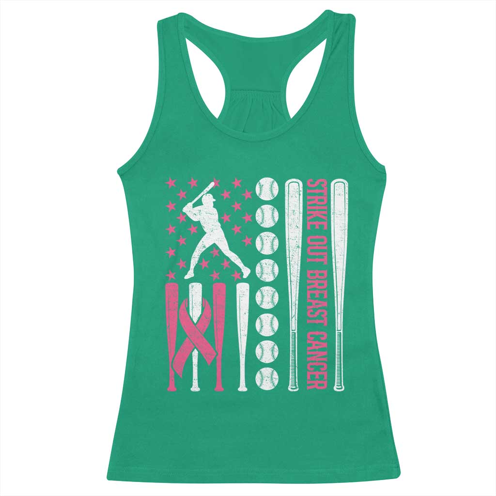 Baseball Breast Cancer Racerback Tank Top Pink Ribbon Strike Out Breast Cancer American Flag TS10 Irish Green Print Your Wear