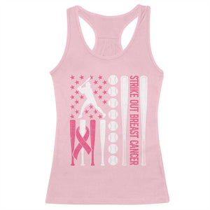 Baseball Breast Cancer Racerback Tank Top Pink Ribbon Strike Out Breast Cancer American Flag TS10 Light Pink Print Your Wear