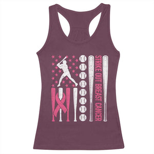 Baseball Breast Cancer Racerback Tank Top Pink Ribbon Strike Out Breast Cancer American Flag TS10 Maroon Print Your Wear