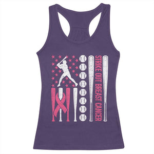 Baseball Breast Cancer Racerback Tank Top Pink Ribbon Strike Out Breast Cancer American Flag TS10 Purple Print Your Wear