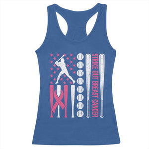 Baseball Breast Cancer Racerback Tank Top Pink Ribbon Strike Out Breast Cancer American Flag TS10 Royal Blue Print Your Wear