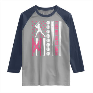 Baseball Breast Cancer Raglan Shirt Pink Ribbon Strike Out Breast Cancer American Flag TS10 Sport Gray Navy Print Your Wear