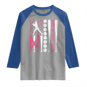 Baseball Breast Cancer Raglan Shirt Pink Ribbon Strike Out Breast Cancer American Flag TS10 Sport Gray Royal Print Your Wear