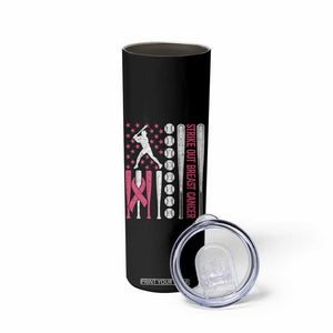 Baseball Breast Cancer Skinny Tumbler Pink Ribbon Strike Out Breast Cancer American Flag TS10 Print Your Wear