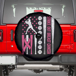 Baseball Breast Cancer Spare Tire Cover Pink Ribbon Strike Out Breast Cancer American Flag TS10 Black Print Your Wear