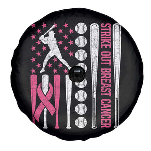 Baseball Breast Cancer Spare Tire Cover Pink Ribbon Strike Out Breast Cancer American Flag TS10 Print Your Wear