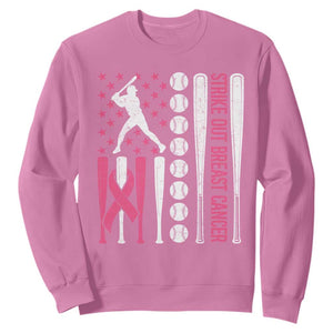 Baseball Breast Cancer Sweatshirt Pink Ribbon Strike Out Breast Cancer American Flag TS10 Azalea Print Your Wear