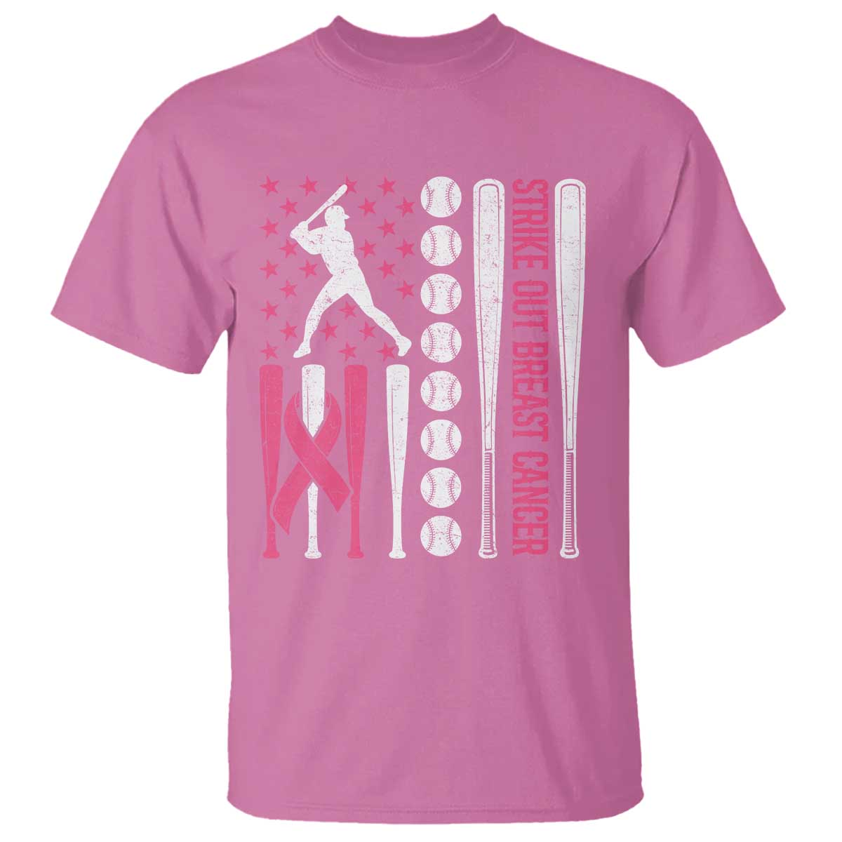 Baseball Breast Cancer T Shirt Pink Ribbon Strike Out Breast Cancer American Flag TS10 Azalea Print Your Wear