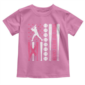 Baseball Breast Cancer Toddler T Shirt Pink Ribbon Strike Out Breast Cancer American Flag TS10 Azalea Print Your Wear