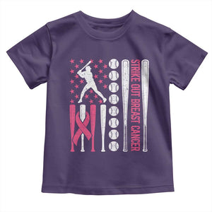 Baseball Breast Cancer Toddler T Shirt Pink Ribbon Strike Out Breast Cancer American Flag TS10 Purple Print Your Wear