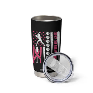 Baseball Breast Cancer Tumbler Cup Pink Ribbon Strike Out Breast Cancer American Flag TS10 Print Your Wear