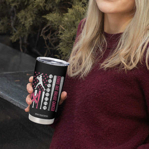 Baseball Breast Cancer Tumbler Cup Pink Ribbon Strike Out Breast Cancer American Flag TS10 Print Your Wear