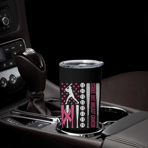Baseball Breast Cancer Tumbler Cup Pink Ribbon Strike Out Breast Cancer American Flag TS10 Print Your Wear