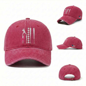 Baseball Breast Cancer Washed Cotton Baseball Cap Pink Ribbon Strike Out Breast Cancer American Flag TS10 Washed Cap Universal Fit Red Print Your Wear