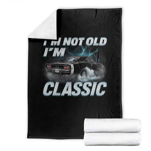 Vintage I'm Not Old I'm Classic Throw Blanket Funny Car Graphic Racing Drift Car TS10 Black Print Your Wear