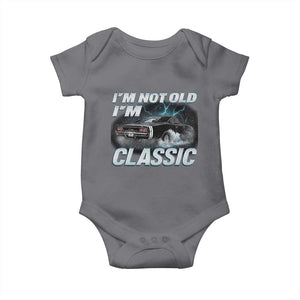 Vintage I'm Not Old I'm Classic Baby Onesie Funny Car Graphic Racing Drift Car TS10 Charcoal Print Your Wear