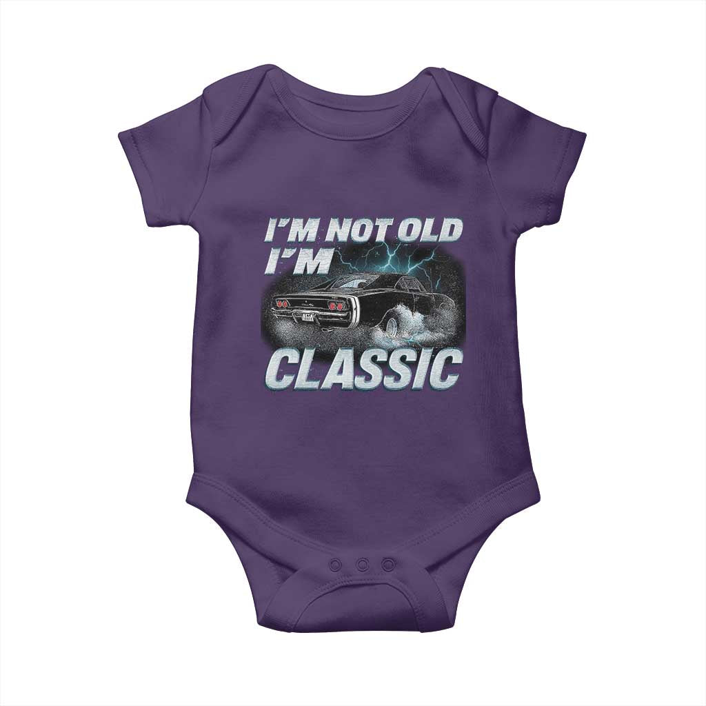Vintage I'm Not Old I'm Classic Baby Onesie Funny Car Graphic Racing Drift Car TS10 Purple Print Your Wear