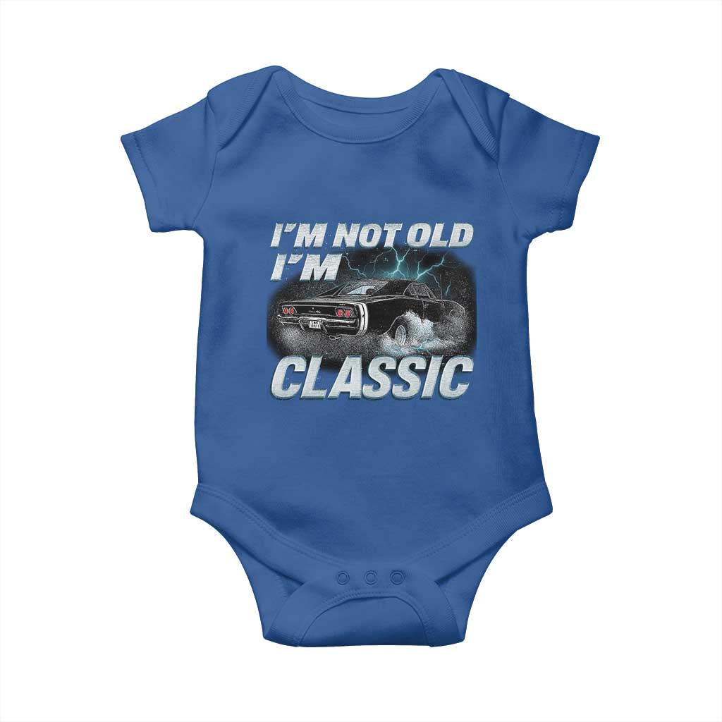 Vintage I'm Not Old I'm Classic Baby Onesie Funny Car Graphic Racing Drift Car TS10 Royal Blue Print Your Wear