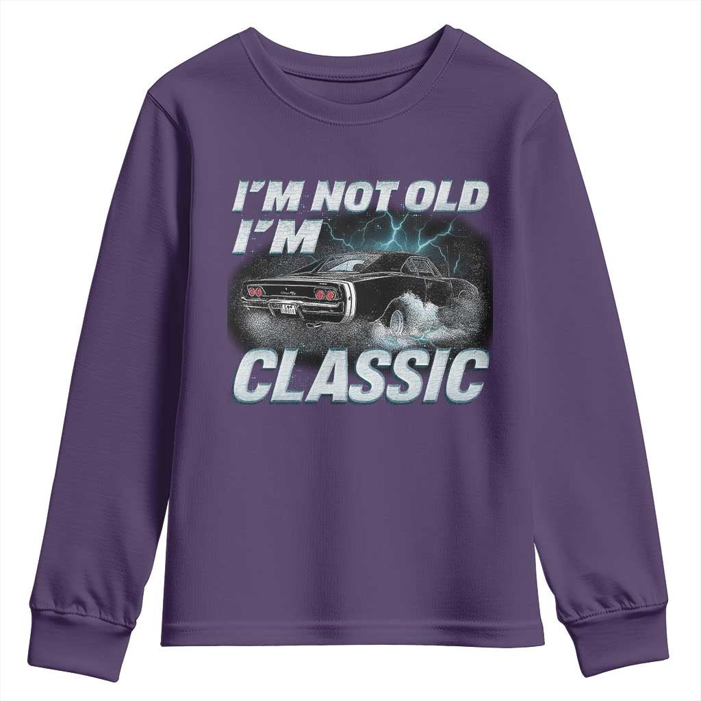 Vintage I'm Not Old I'm Classic Youth Sweatshirt Funny Car Graphic Racing Drift Car TS10 Purple Print Your Wear