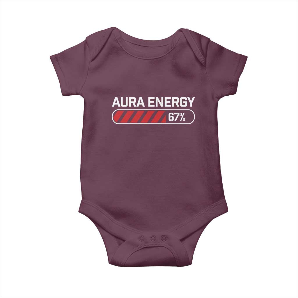 Funny Six Seven Baby Onesie Aura Energy at 67 Meme Gen Alpha Slang TS10 Maroon Print Your Wear