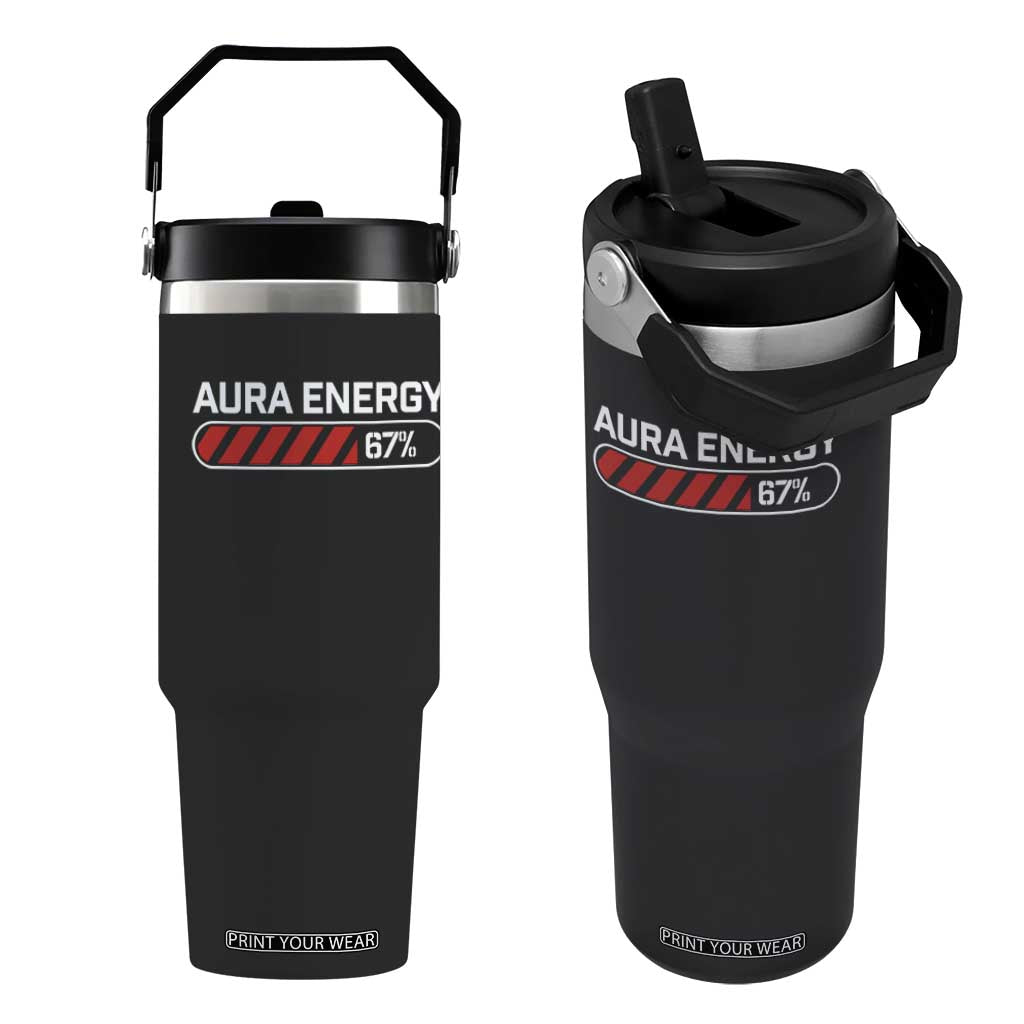 Funny Six Seven Flip Straw Tumbler Aura Energy at 67 Meme Gen Alpha Slang TS10 One Size: 30 oz Black Print Your Wear