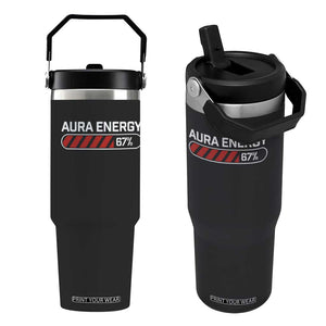 Funny Six Seven Flip Straw Tumbler Aura Energy at 67 Meme Gen Alpha Slang TS10 One Size: 30 oz Black Print Your Wear
