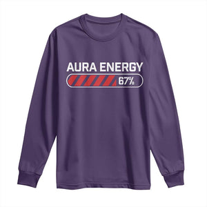 Funny Six Seven Long Sleeve Shirt Aura Energy at 67 Meme Gen Alpha Slang TS10 Purple Print Your Wear