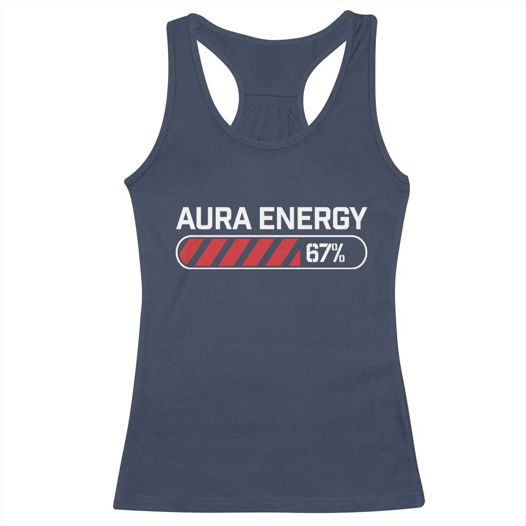 Funny Six Seven Racerback Tank Top Aura Energy at 67 Meme Gen Alpha Slang TS10 Navy Print Your Wear