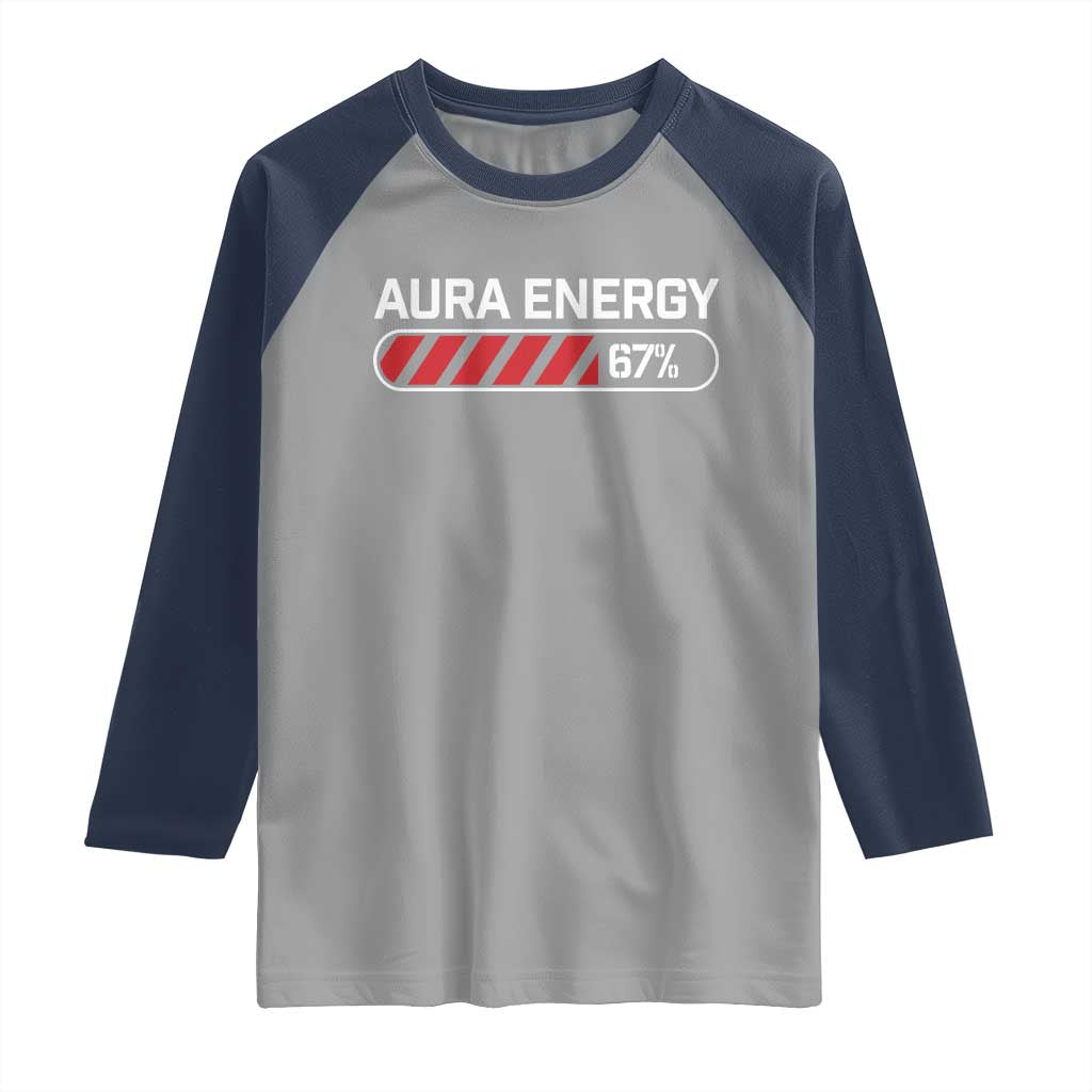 Funny Six Seven Raglan Shirt Aura Energy at 67 Meme Gen Alpha Slang TS10 Sport Gray Navy Print Your Wear