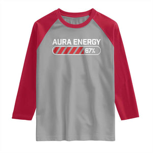Funny Six Seven Raglan Shirt Aura Energy at 67 Meme Gen Alpha Slang TS10 Sport Gray Red Print Your Wear