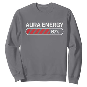 Funny Six Seven Sweatshirt Aura Energy at 67 Meme Gen Alpha Slang TS10 Charcoal Print Your Wear