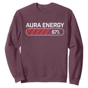 Funny Six Seven Sweatshirt Aura Energy at 67 Meme Gen Alpha Slang TS10 Maroon Print Your Wear