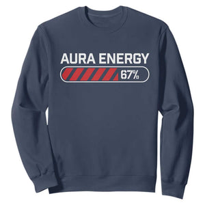 Funny Six Seven Sweatshirt Aura Energy at 67 Meme Gen Alpha Slang TS10 Navy Print Your Wear