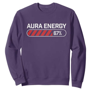 Funny Six Seven Sweatshirt Aura Energy at 67 Meme Gen Alpha Slang TS10 Purple Print Your Wear