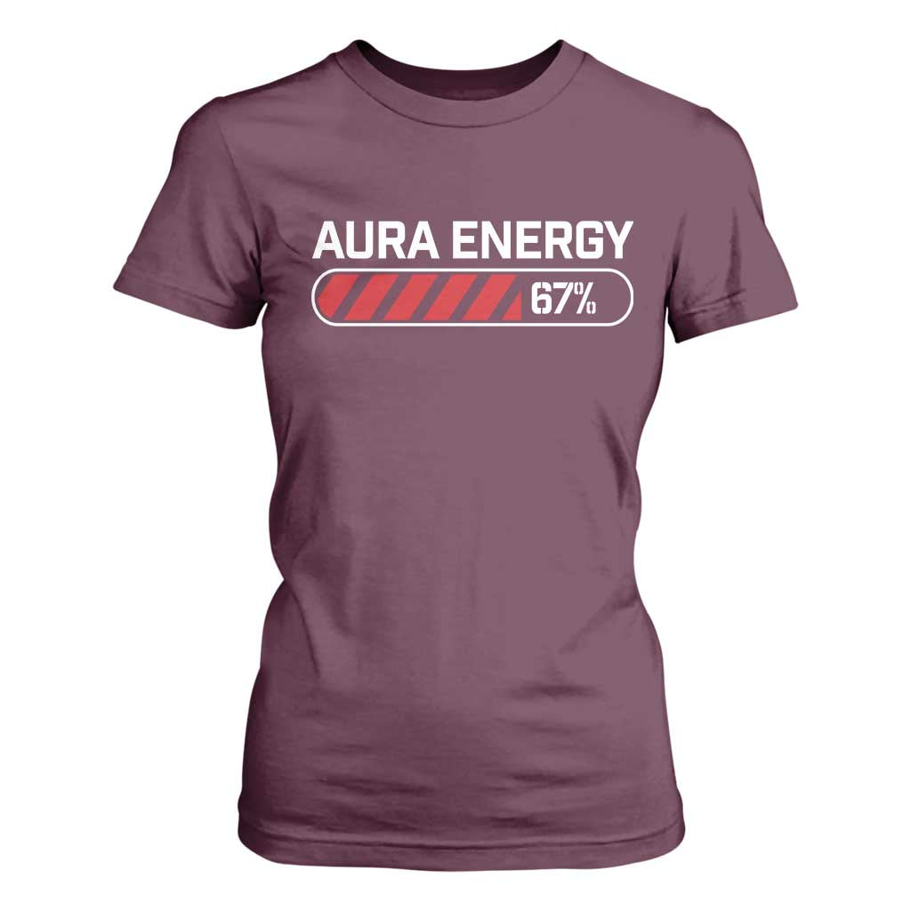 Funny Six Seven T Shirt For Women Aura Energy at 67 Meme Gen Alpha Slang TS10 Maroon Print Your Wear