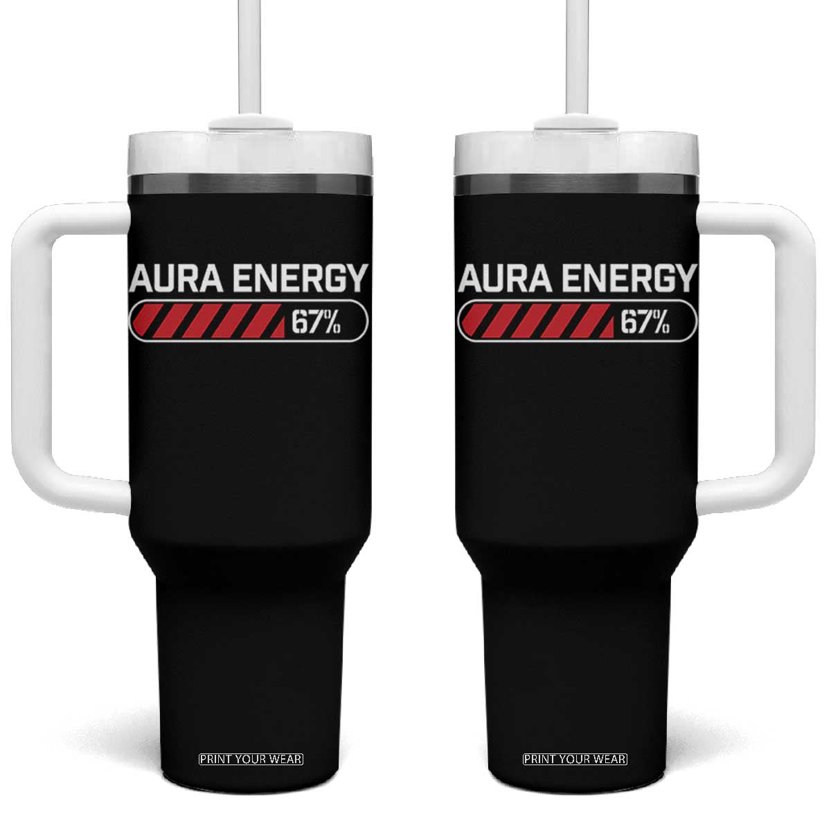 Funny Six Seven Tumbler With Handle Aura Energy at 67 Meme Gen Alpha Slang TS10 One Size: 40 oz Black Print Your Wear