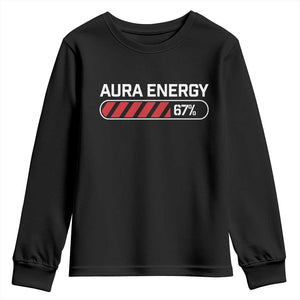 Funny Six Seven Youth Sweatshirt Aura Energy at 67 Meme Gen Alpha Slang TS10 Black Print Your Wear