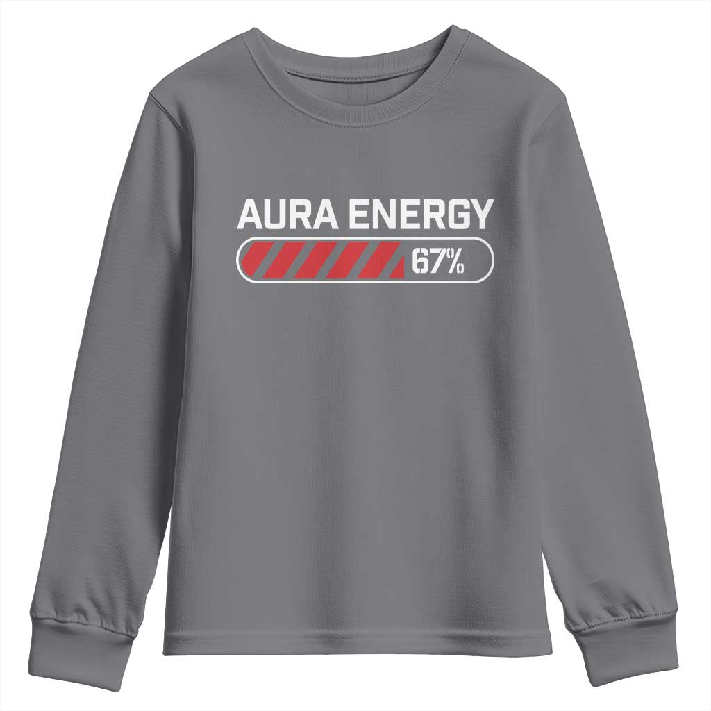 Funny Six Seven Youth Sweatshirt Aura Energy at 67 Meme Gen Alpha Slang TS10 Charcoal Print Your Wear