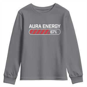 Funny Six Seven Youth Sweatshirt Aura Energy at 67 Meme Gen Alpha Slang TS10 Charcoal Print Your Wear
