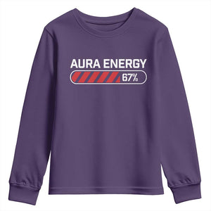 Funny Six Seven Youth Sweatshirt Aura Energy at 67 Meme Gen Alpha Slang TS10 Purple Print Your Wear