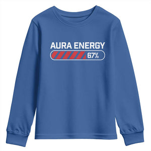 Funny Six Seven Youth Sweatshirt Aura Energy at 67 Meme Gen Alpha Slang TS10 Royal Blue Print Your Wear