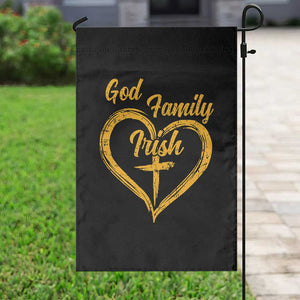 God Family Irish Garden Flag Vintage Cross In Heart Christian Notre Dame Game Day TS10 Print Your Wear