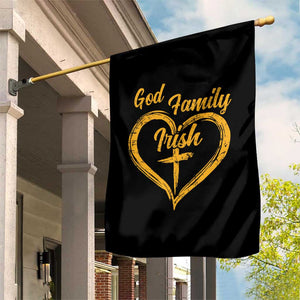 God Family Irish Garden Flag Vintage Cross In Heart Christian Notre Dame Game Day TS10 Print Your Wear